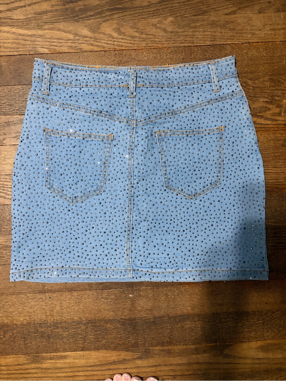 Daisy Light Blue Sparkly Denim Mini Skirt - Picture 2 of 3